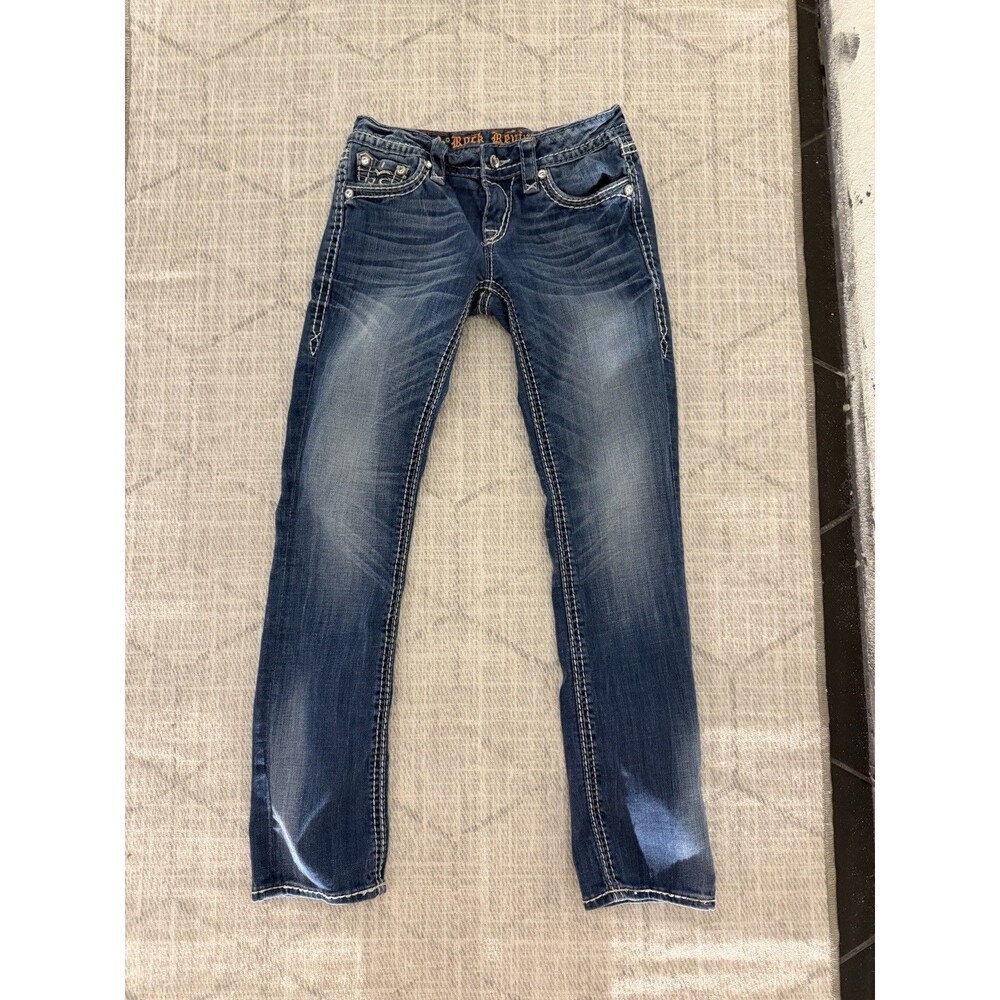 Women's Rock Revival Jeans Size 27 Aisha Straight Diamond Studs